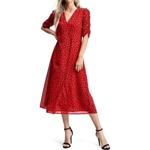 En Saison Women's Bella Maxi Dress Red Animal Print Size M fits smaller